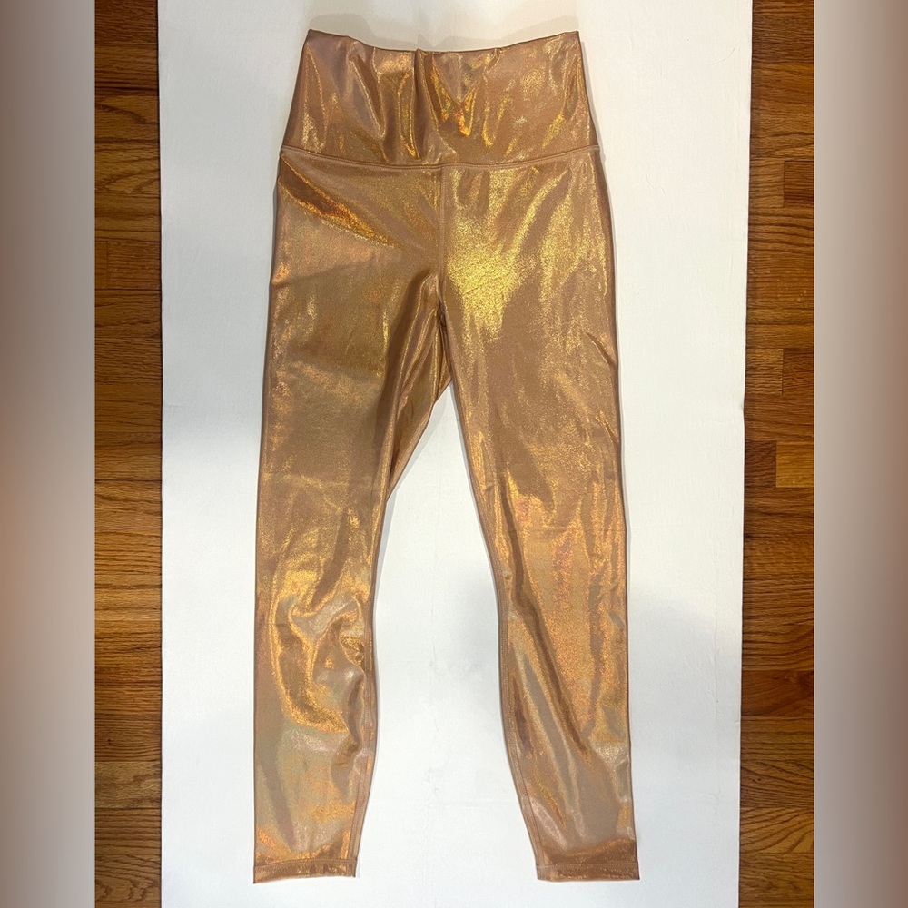 Fabletics Oasis High Waist Legging, Metallic Gold Peach ✨